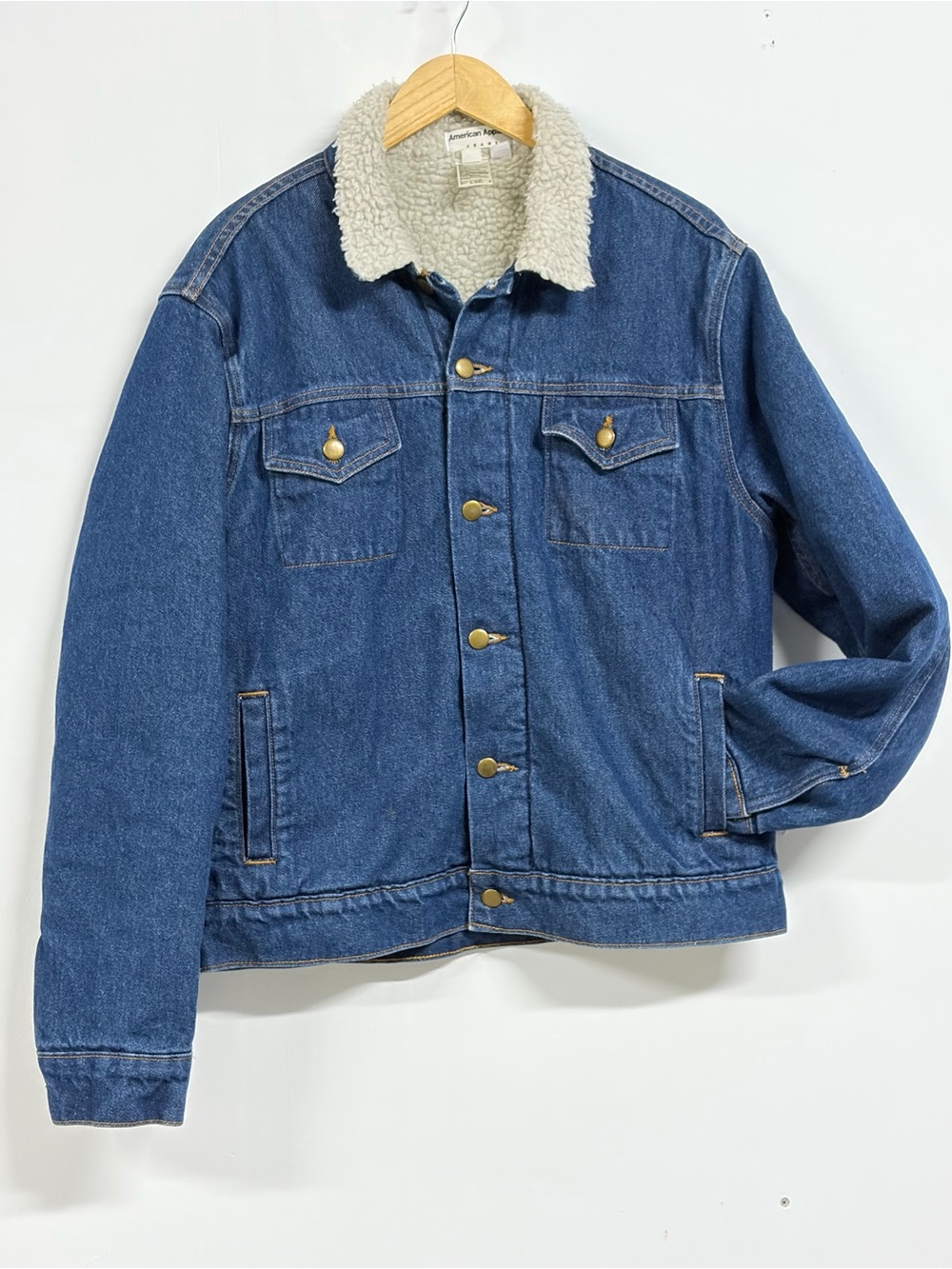 American Apparel Blue Denim Jacket with Cream Sherpa Collar